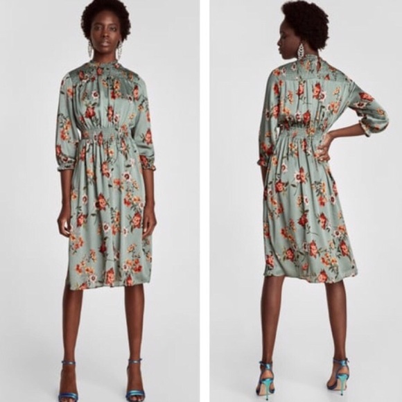 zara midi dress floral